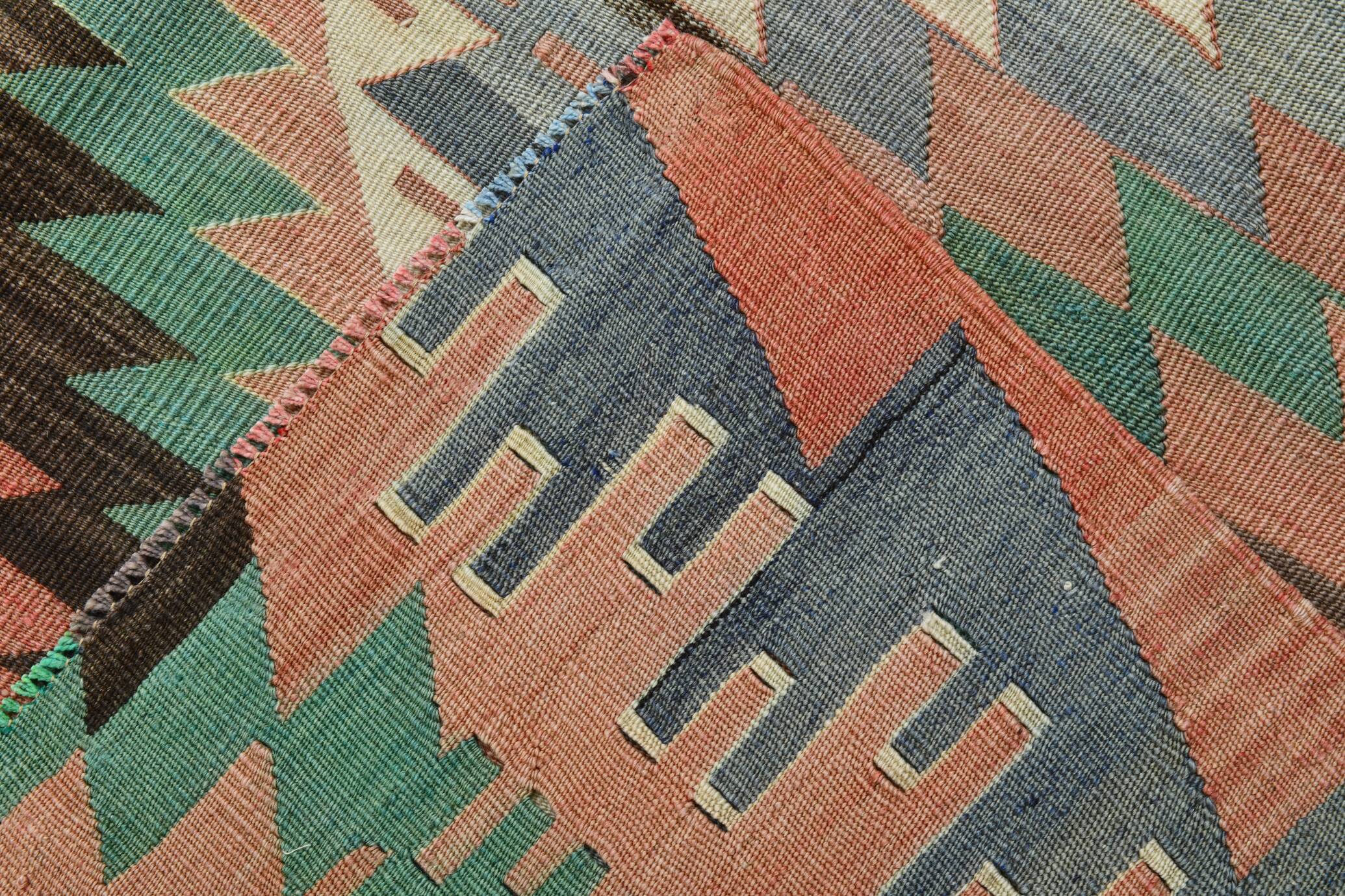 6x10 Decorative Rug, Soft Vintage Kilim Rug, Mint Green Area Kilim Rug,