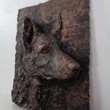 Large copper-coloured German Shepherd relief, 1960s