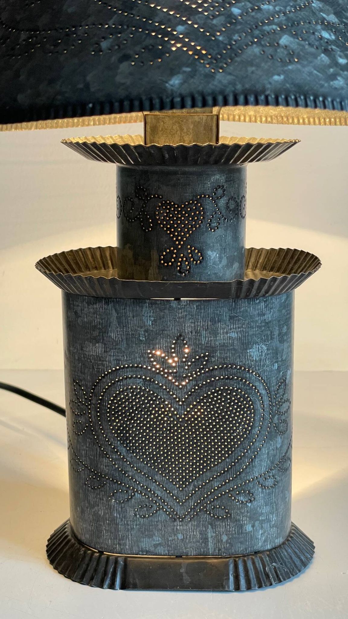 LAMPE Coeur ZINC Vintage