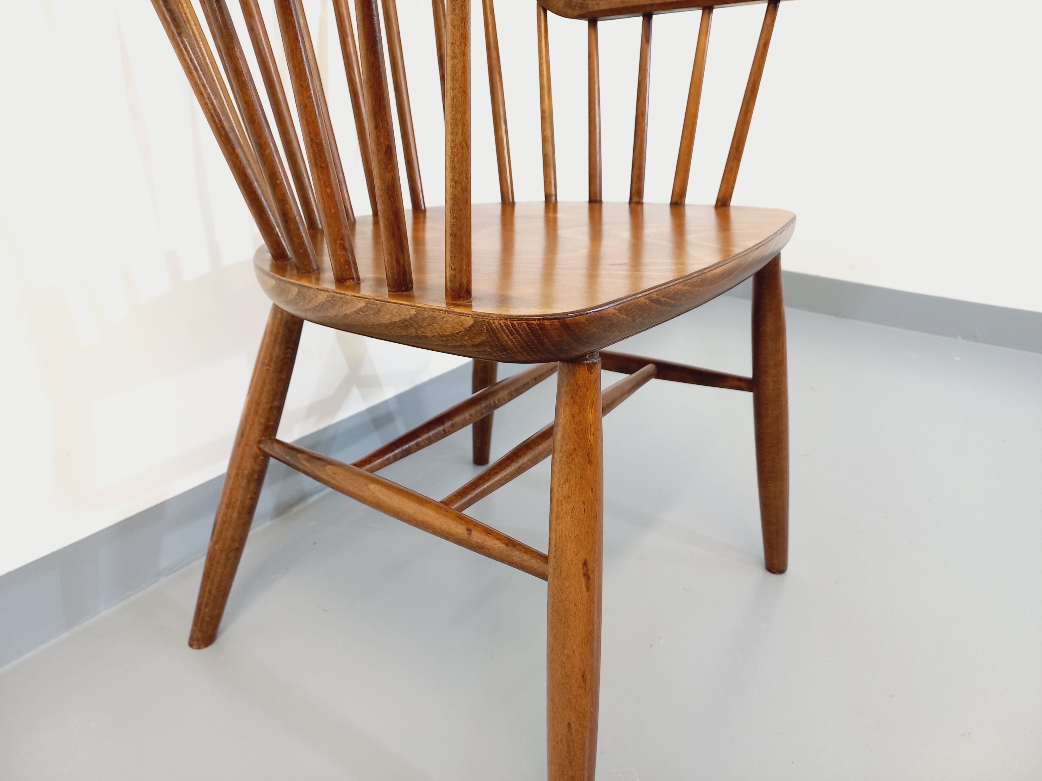 Baumann vintage Bridge Western fan armchair in wood from the 70s