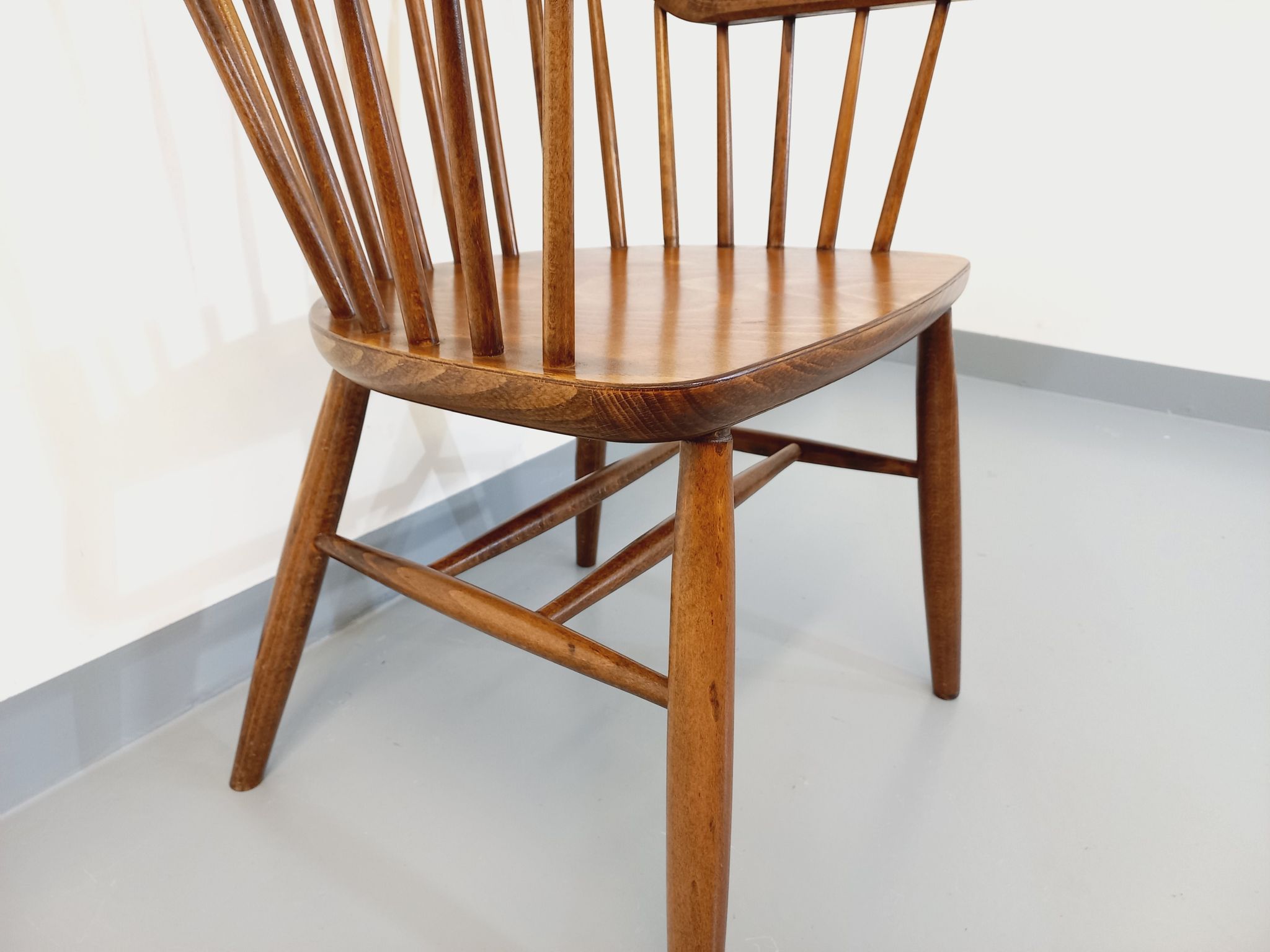Baumann vintage Bridge Western fan armchair in wood from the 70s