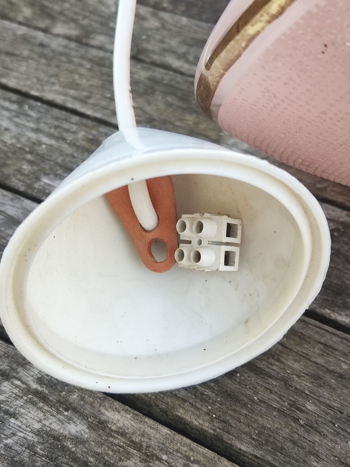 Vintage pink glass pendant light in Space Age style