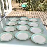 Set 12 plates fine earthenware Lunéville Meudon