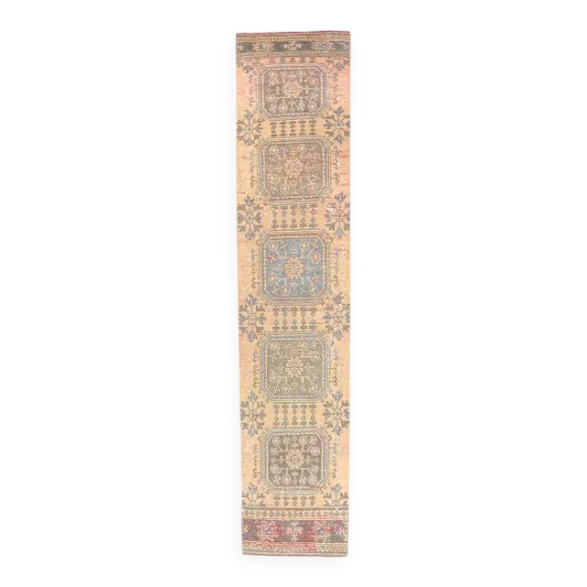 1970s Turkish Oushak Hand-Knotted Wool Rug 77x360