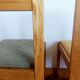 Six Scandinavian style chairs in elm and fabric.