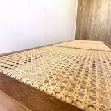 Solid wood and cane bench