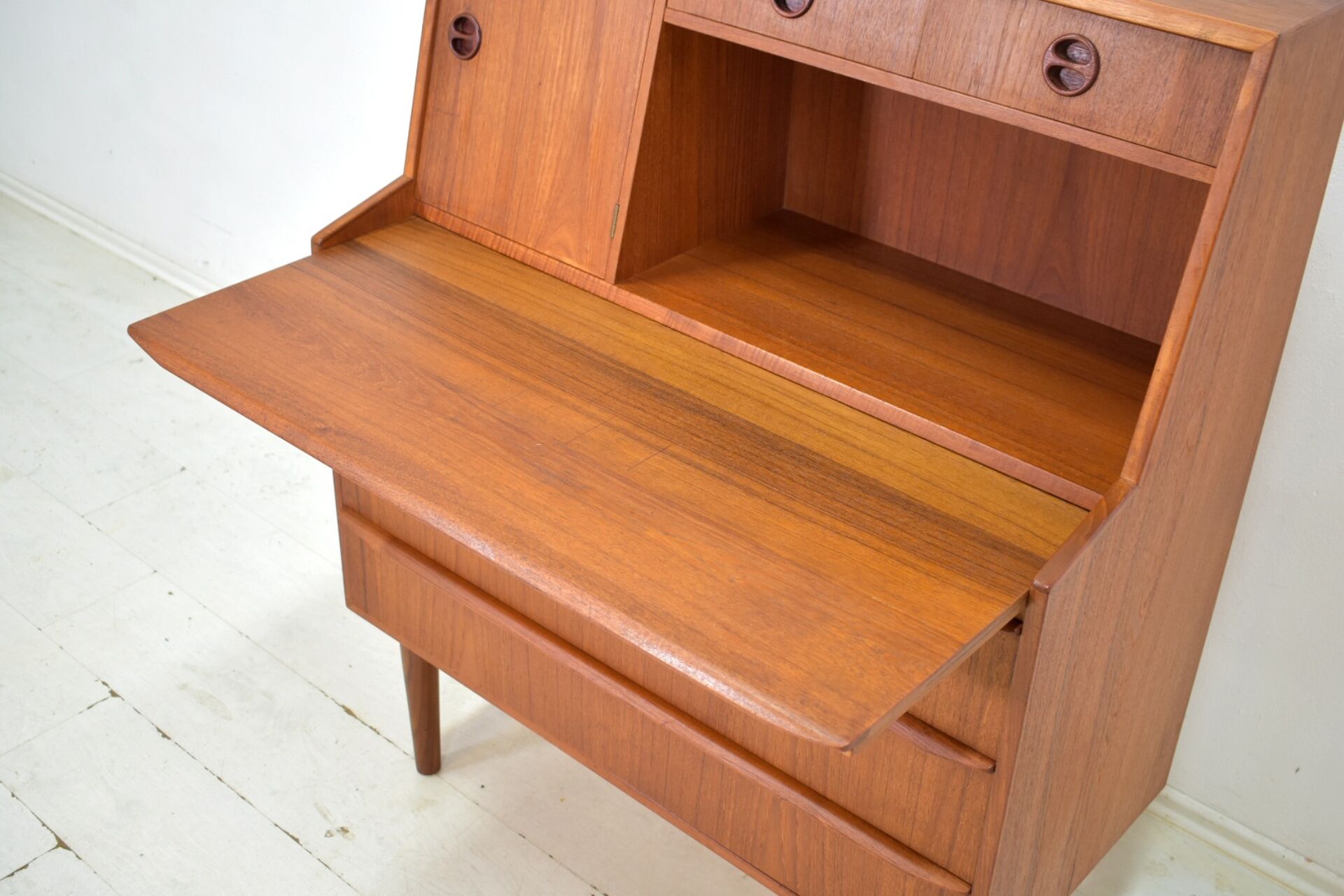 Danish sekretary teak 1960s vintage Scandinavian mid century