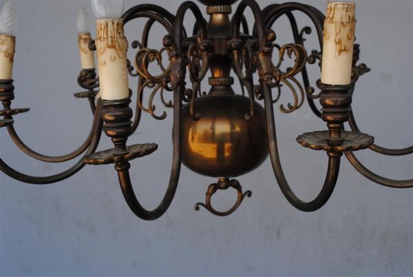 Lustre de style Hollandais en cuivre 10 feux