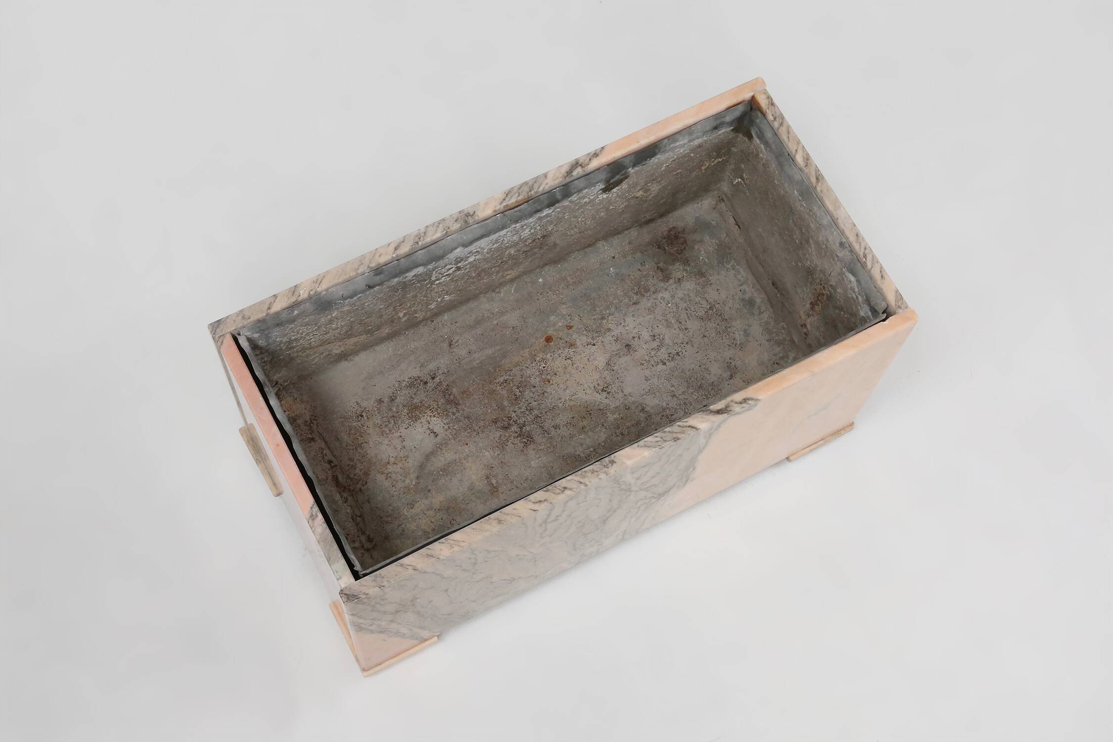 Large marble planter in pink marble, Belgium ca. 1980