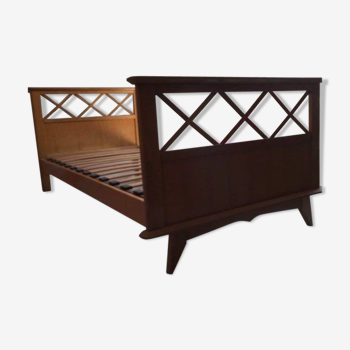Vintage raw wooden bed