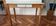 Small Blue Wooden Desk, Grooved Legs