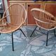 Paire de fauteuils coquille rotin