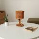 Vintage table lamp in organic style, French Riviera, rattan and caning.