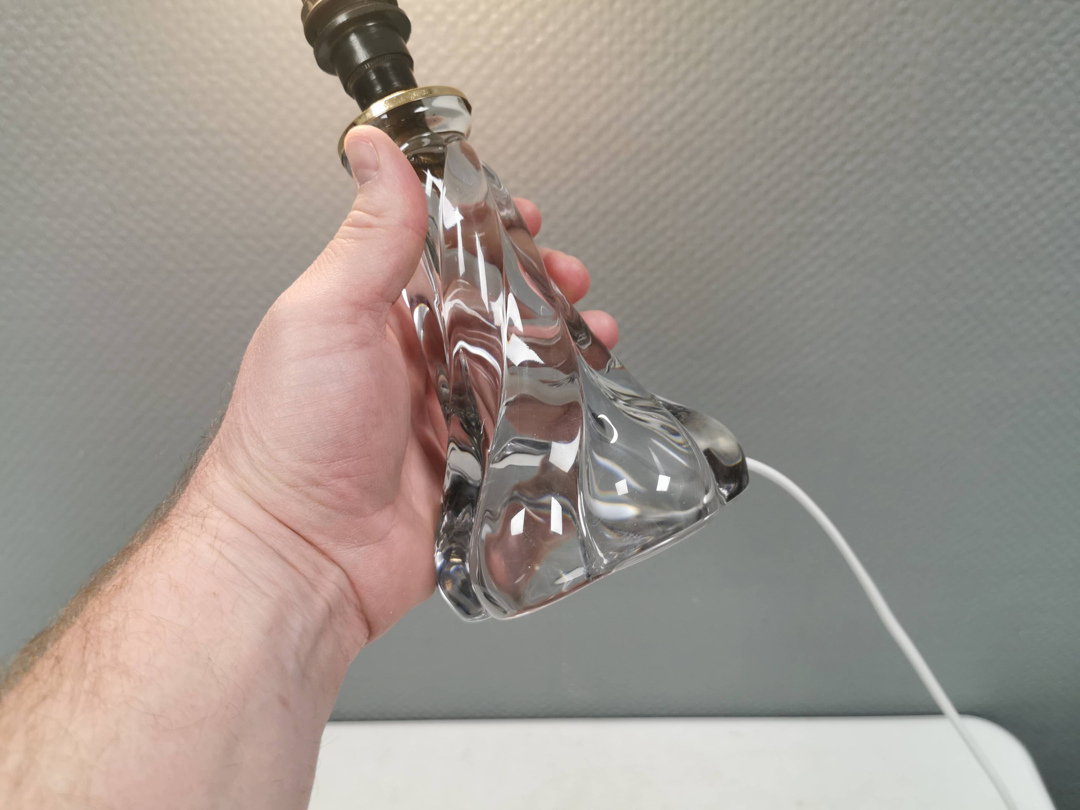 Crystal table lamp from Vannes-le-Châtel, France, 1960s.