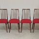 Set of 4 red dining chairs by Antonin Suman for Interier Praha.