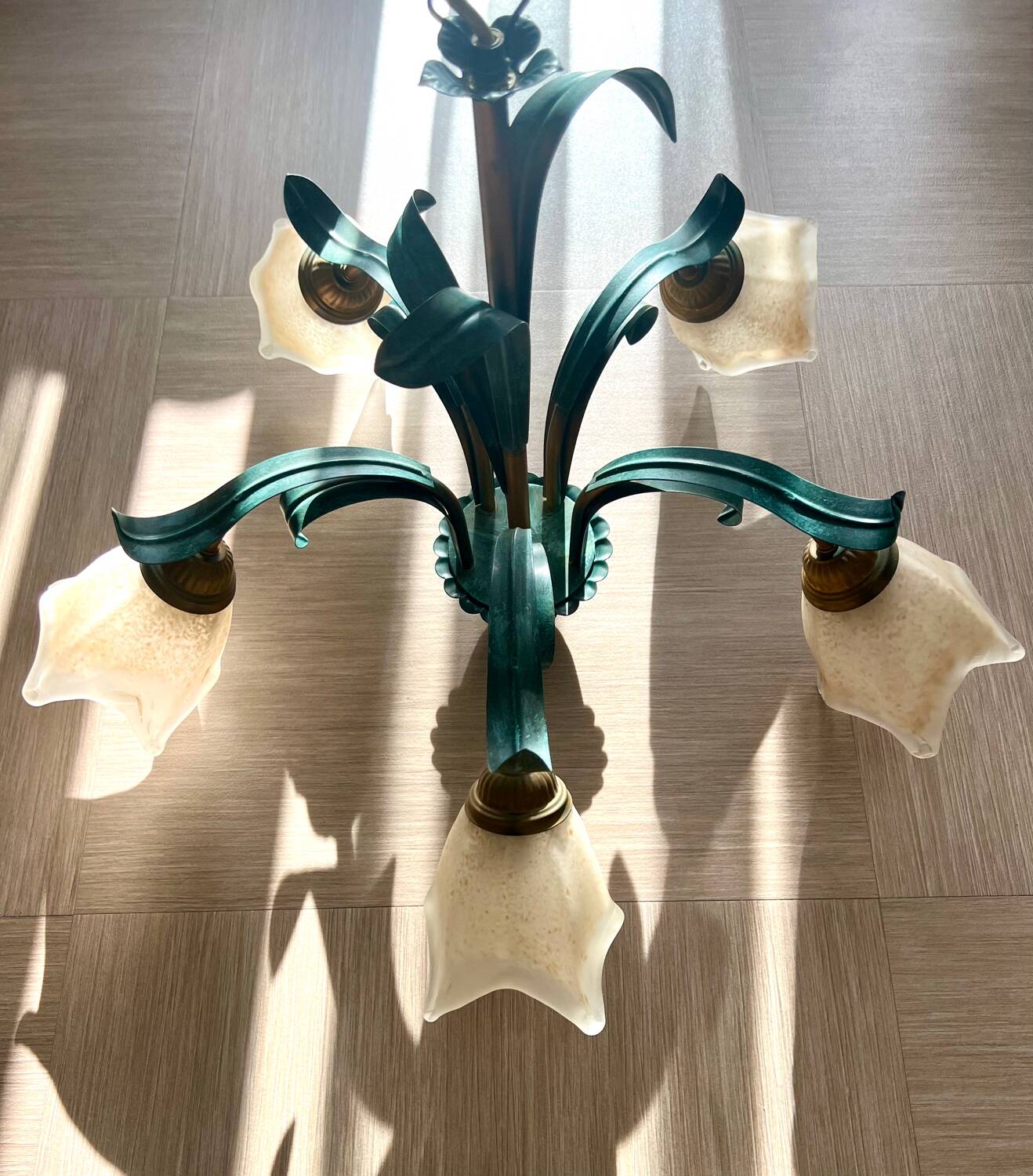 Glass and Metal Chandelier