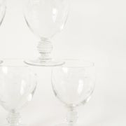 Set of 5 large wine glasses with ornate stems, in engraved crystal, Art Nouveau