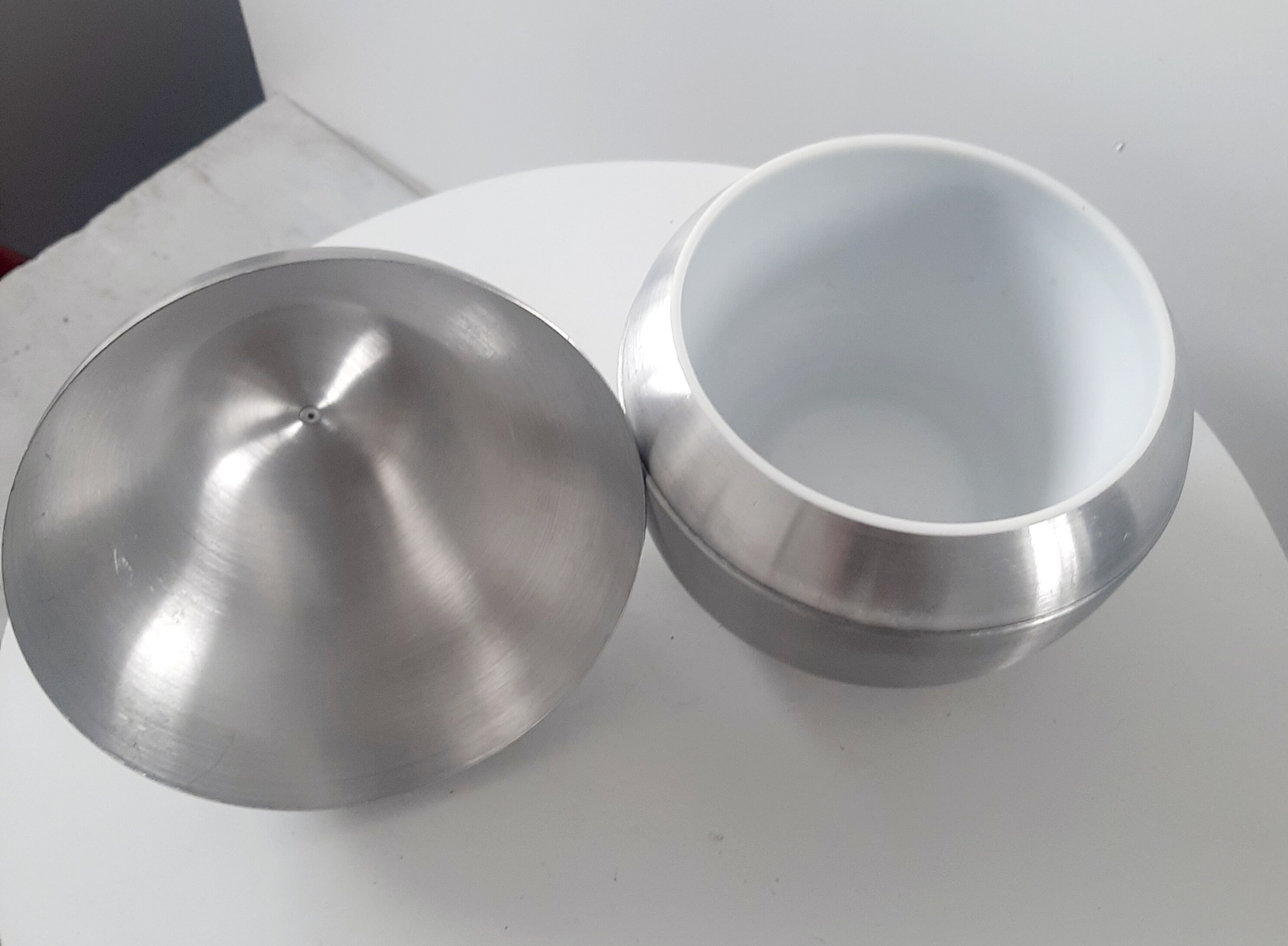 Vintage pear ice bucket in brushed aluminum 60s 70s italy
