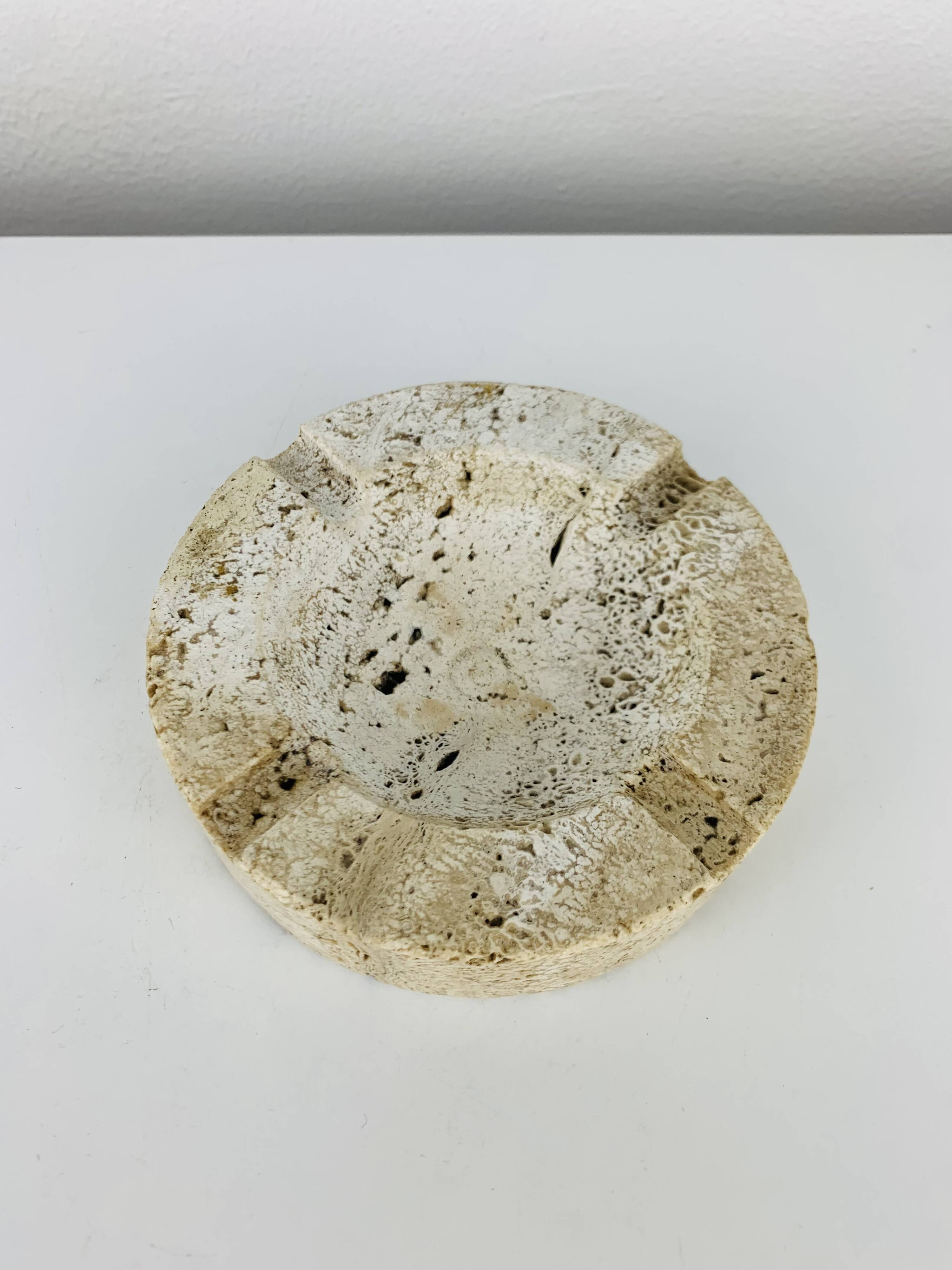 Round travertine ashtray, vintage