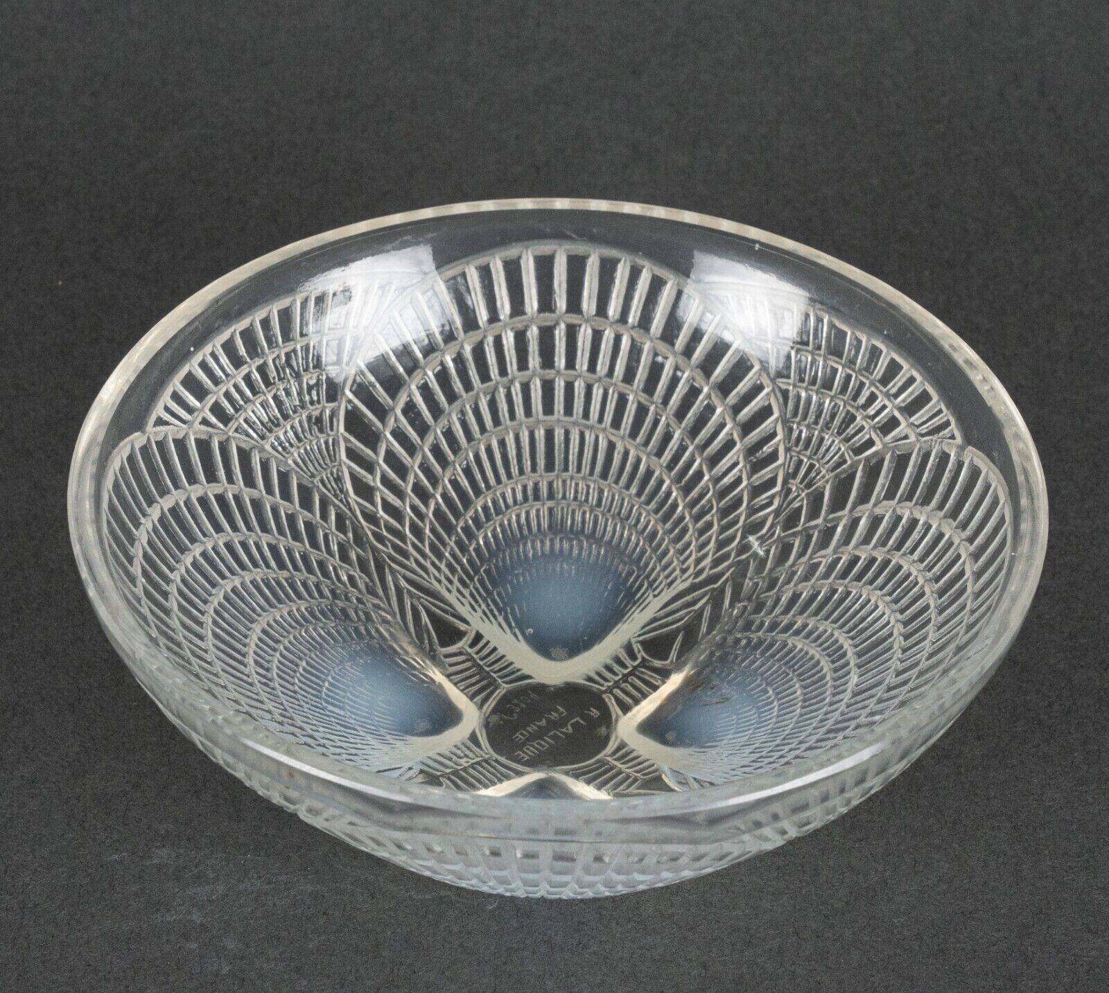 Lalique France opalescent scallop bowl numbered 3204