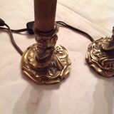 Pair of bronze bedside lamp, 19th