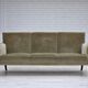 1960s, Danish 3-seater sofa, light green furniture velour.