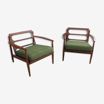 Pair of Scandinavian teak armchairs