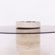 Coffee table in travertine and smoked glass, 1970s
