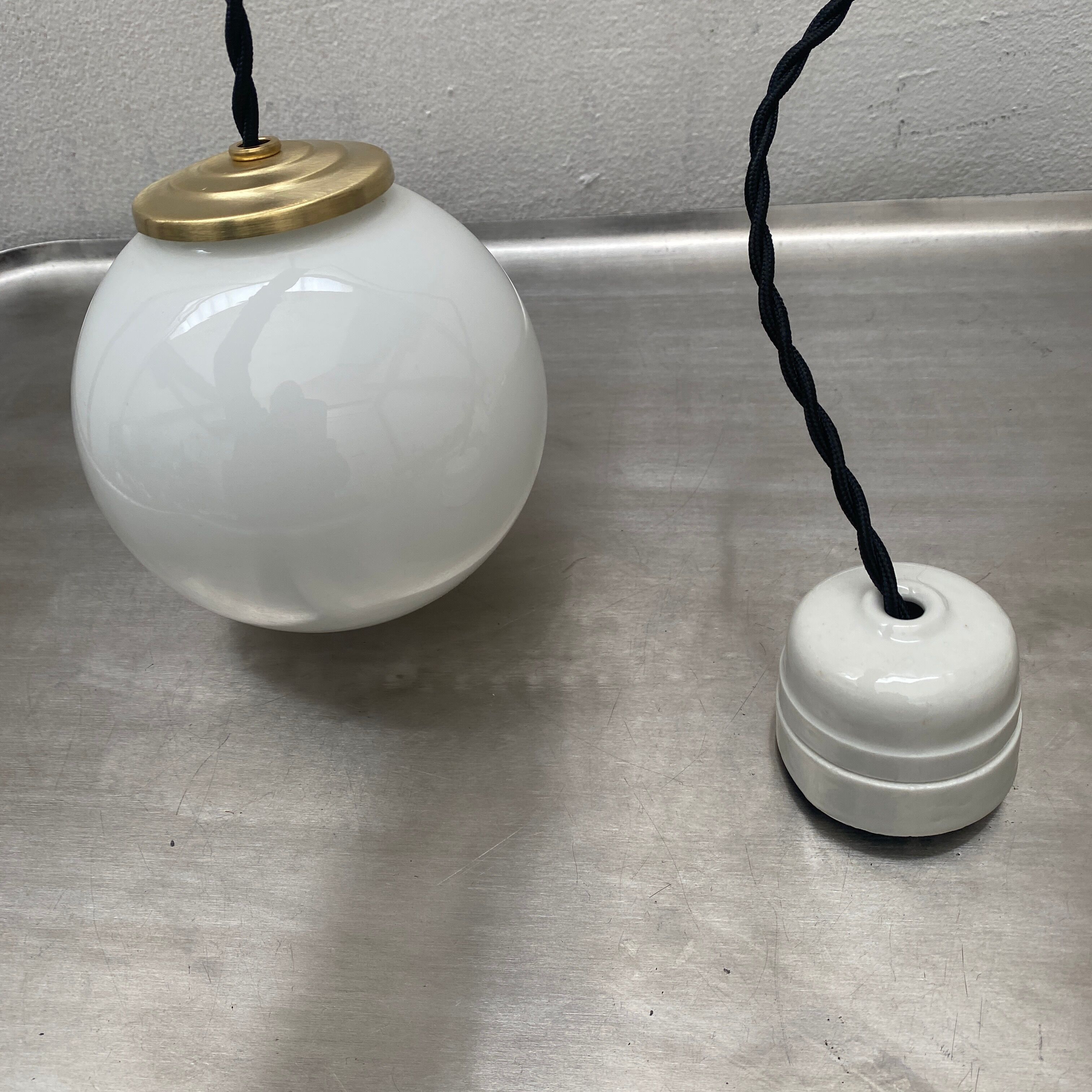 Lot 3 vintage opaline hanging lamps