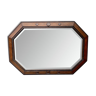 Vintage octagonal wall mirror wooden frame, 77x53cm
