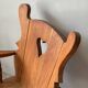 Pair of rustic oak armchairs – carved heart backrests