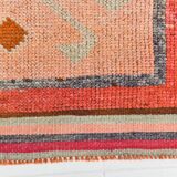 Pastel Tones Geometric Turkish Vintage Hallway Runner Rug, 95x345 Cm