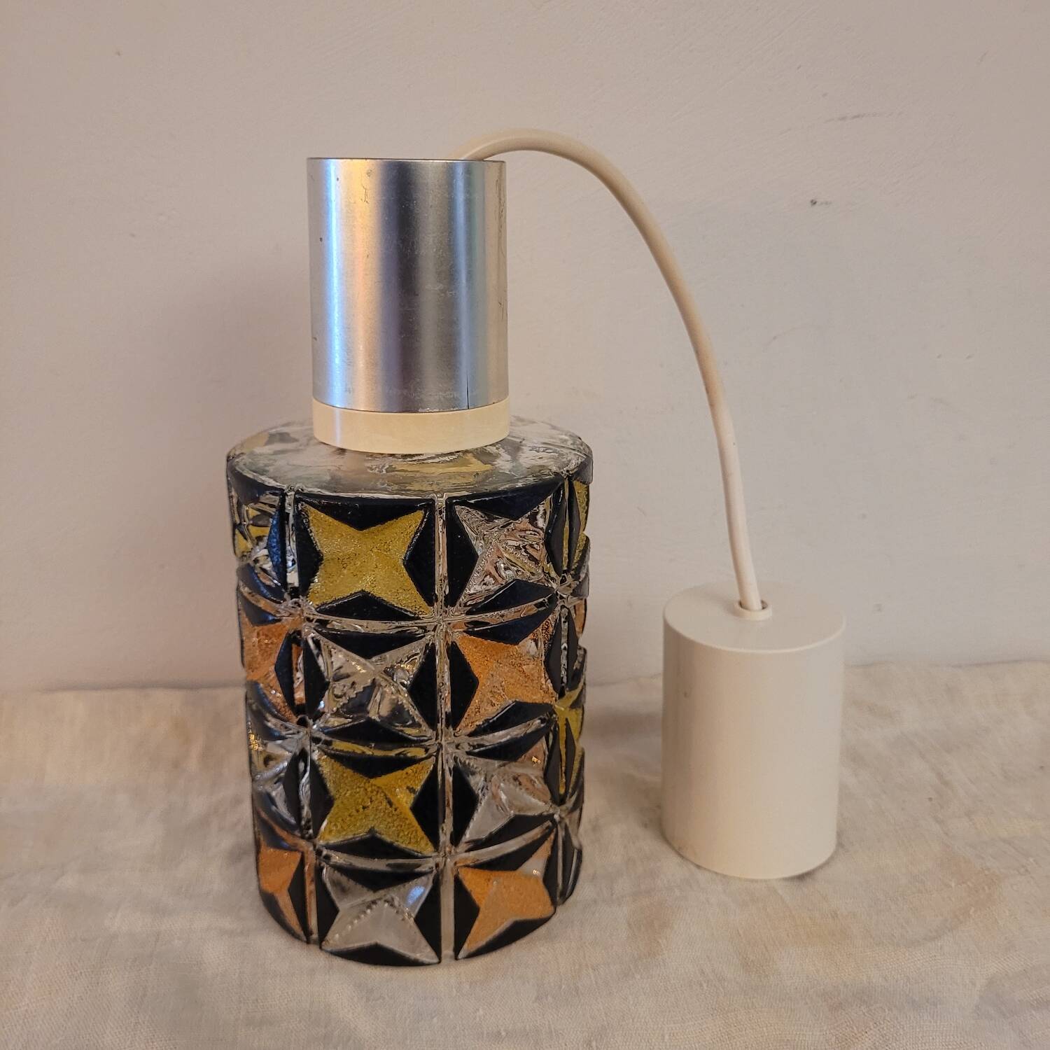 Moulded glass pendant with geometric design – 1960s
