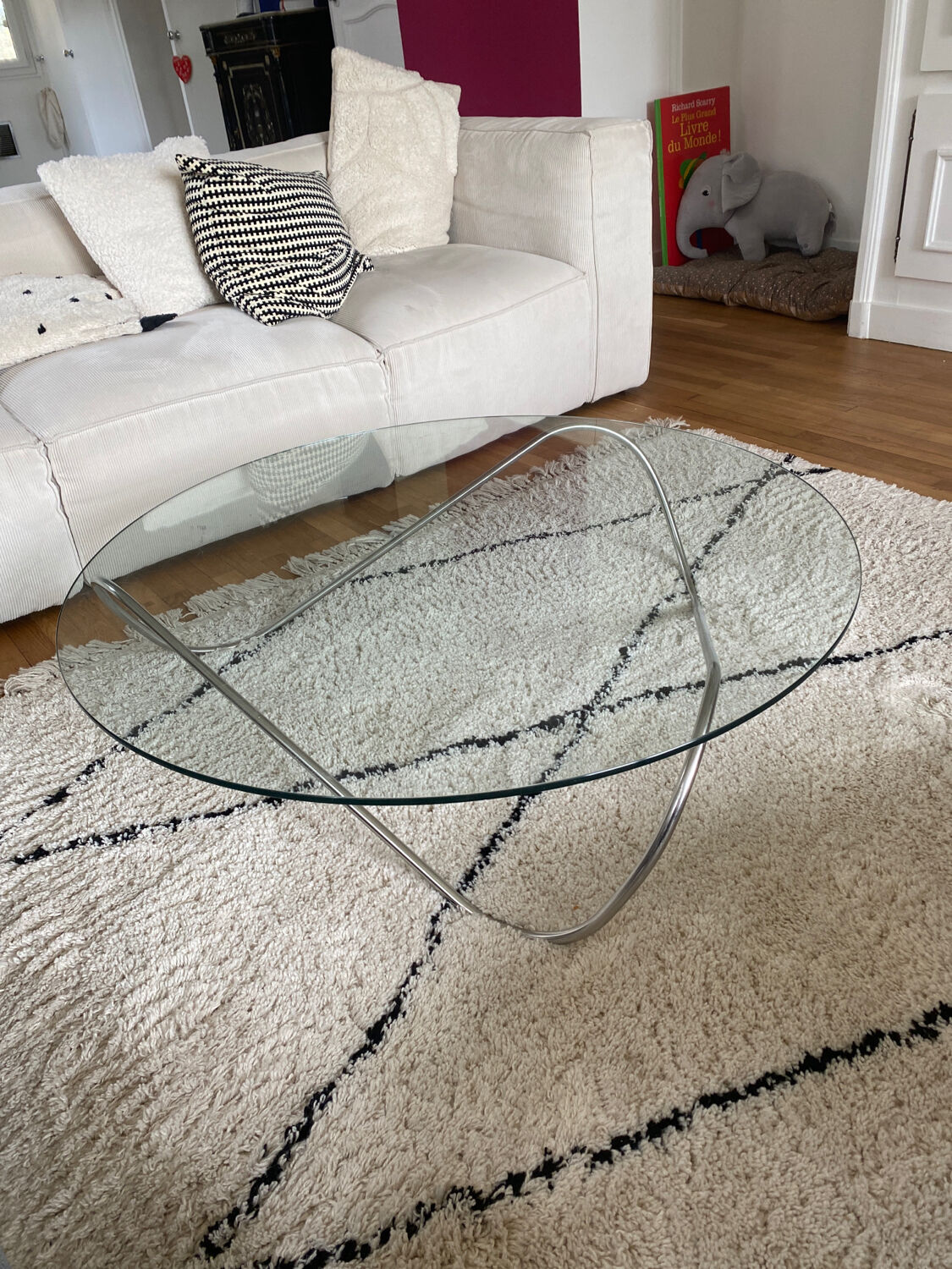 Round coffee table glass and steel design Kaeko Objekto Rafic Farah