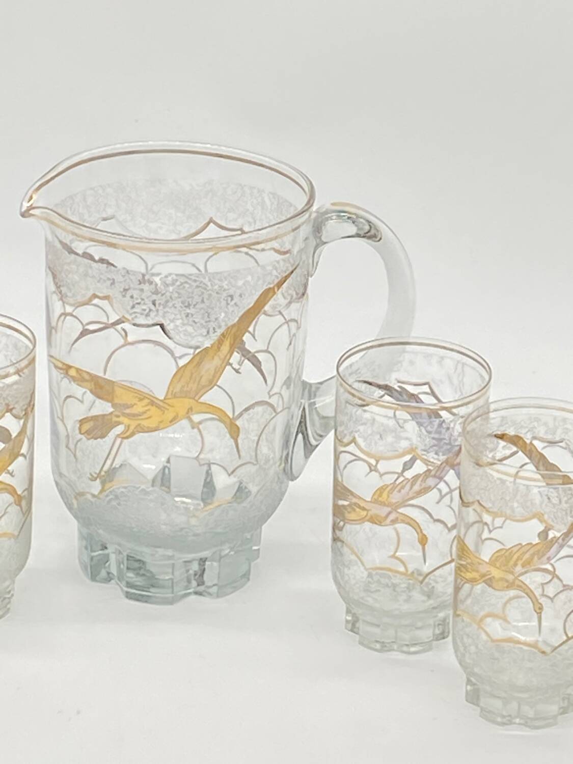 Old orangeade service, golden heron decor, D'Argyl,