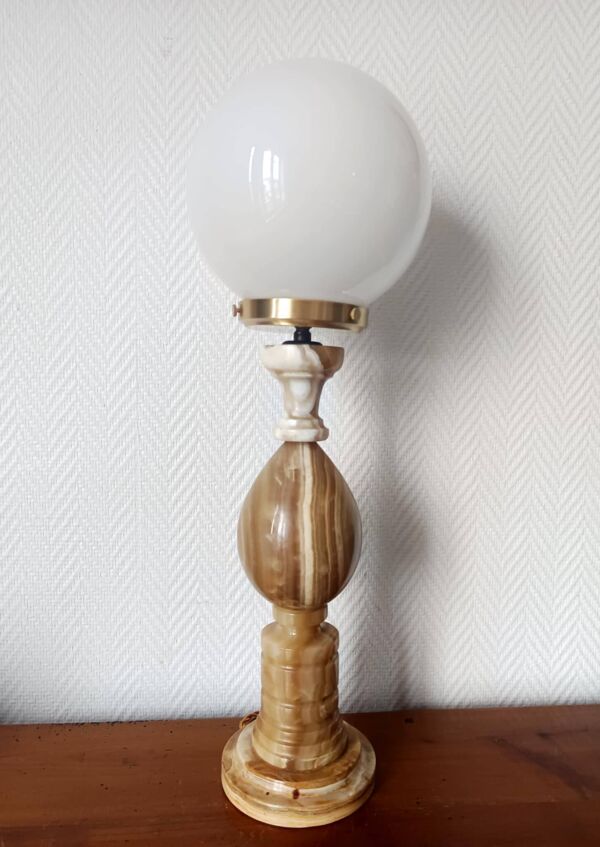 Grande lampe oeuf onyx et opaline 60 cm