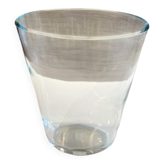 Élégant Vase Ovale ou Photophore en Verre Cristal Art Décoratif