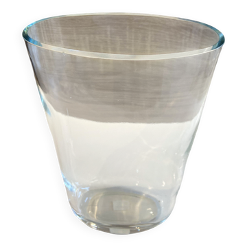 Élégant Vase Ovale ou Photophore en Verre Cristal Art Décoratif