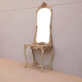 Console set and its mirror in lacquered wood Louis XV style