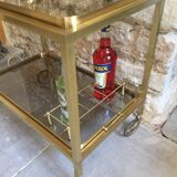 Desserte bar vintage two brass trays