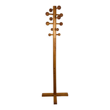 Pine coat rack with 12 hooks