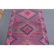 1970s Turkish handmade wool pink diamond runner 82x337