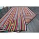 1970s Vintage Turkish Oushak Handmade Wool Cotton Red Runner Rug 172x354