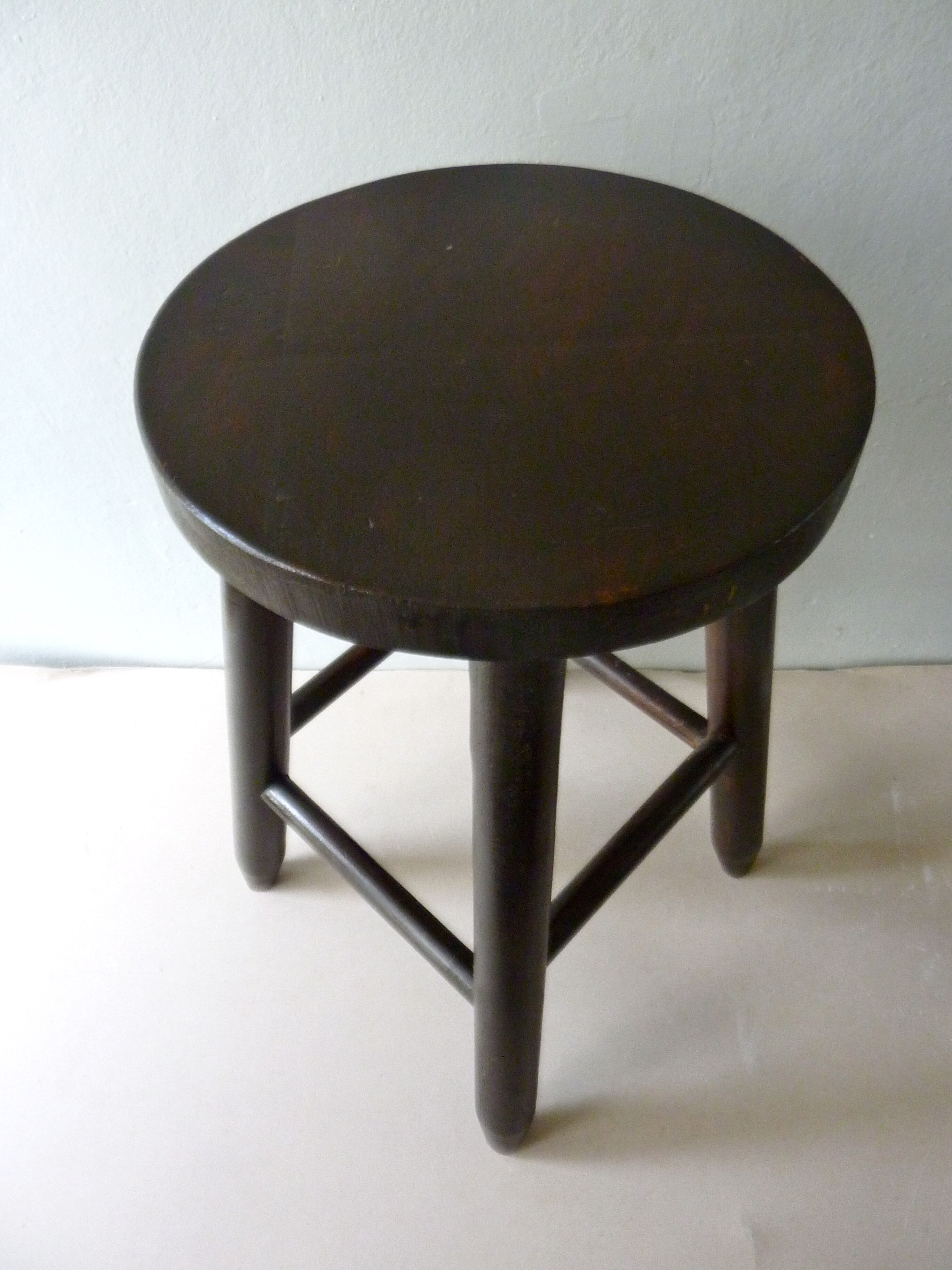 Wooden stool massive dark years 70