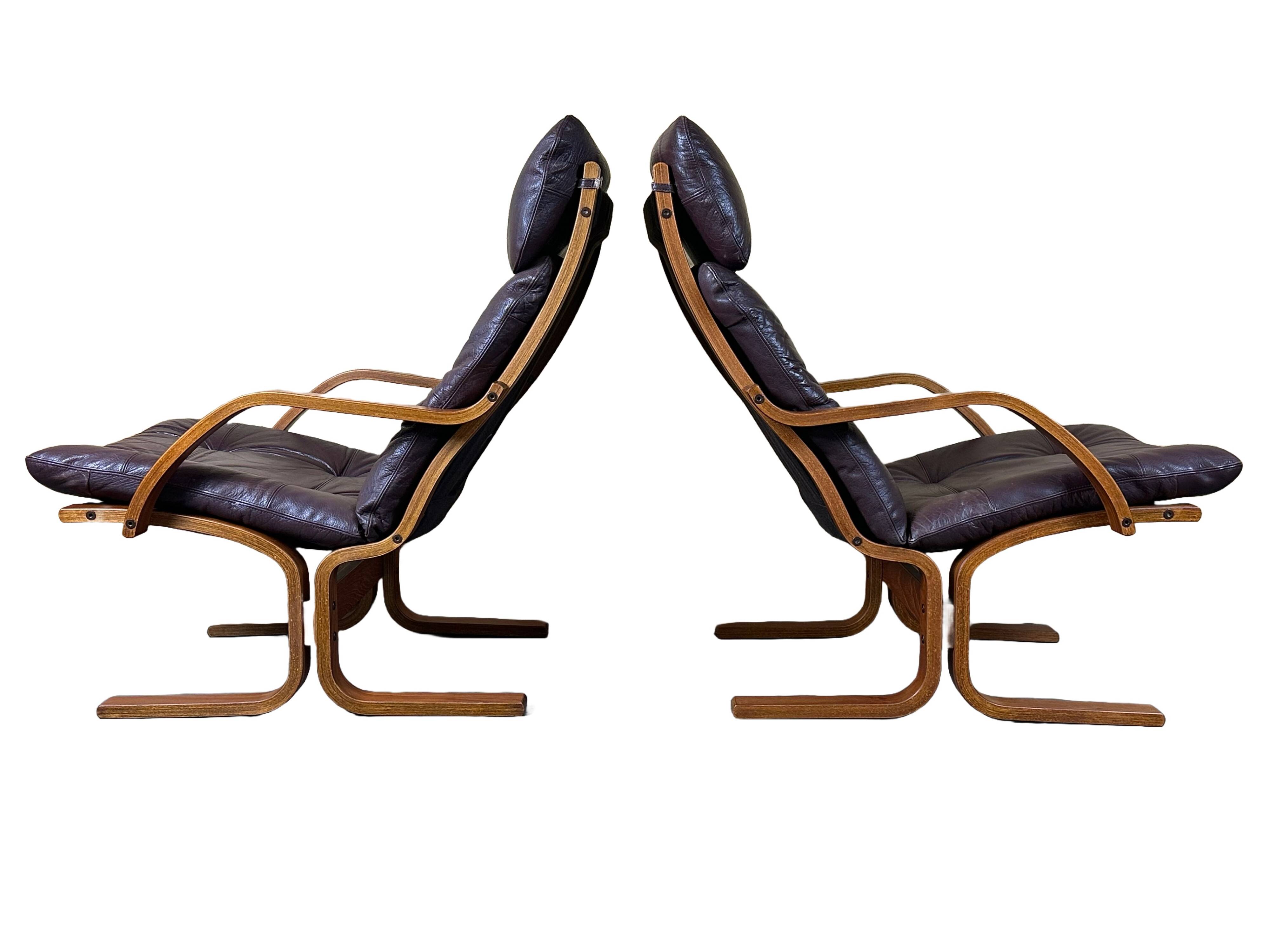 2x 60s 70s Easy Chair Leather Armchairs Westnofa Norway Mid Century