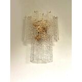 Pair of contemporary hammered strips ”listelli” murano glass wall sconces