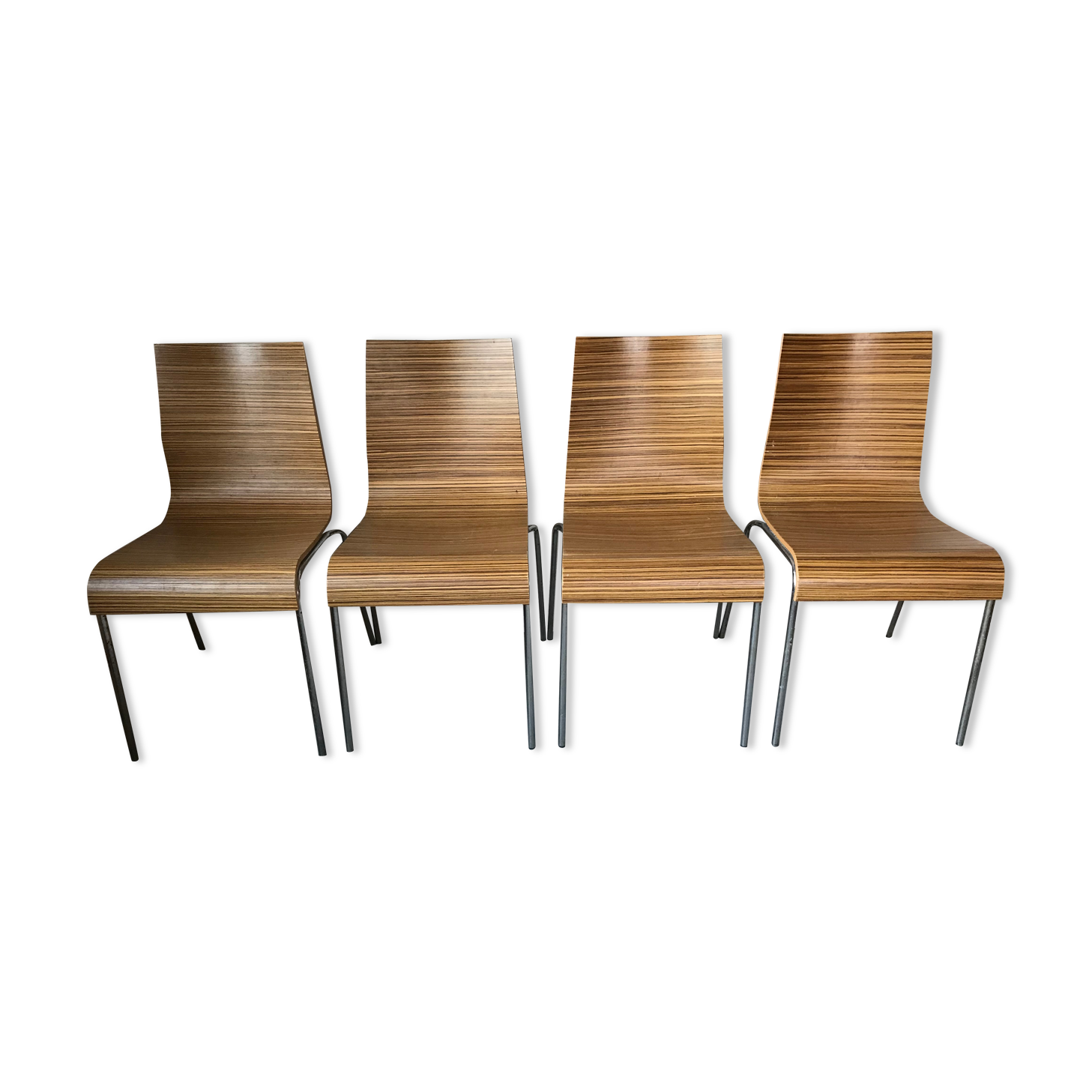 Suite of 4 zebra wooden chairs
