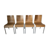 Suite of 4 zebra wooden chairs