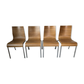 Suite of 4 zebra wooden chairs