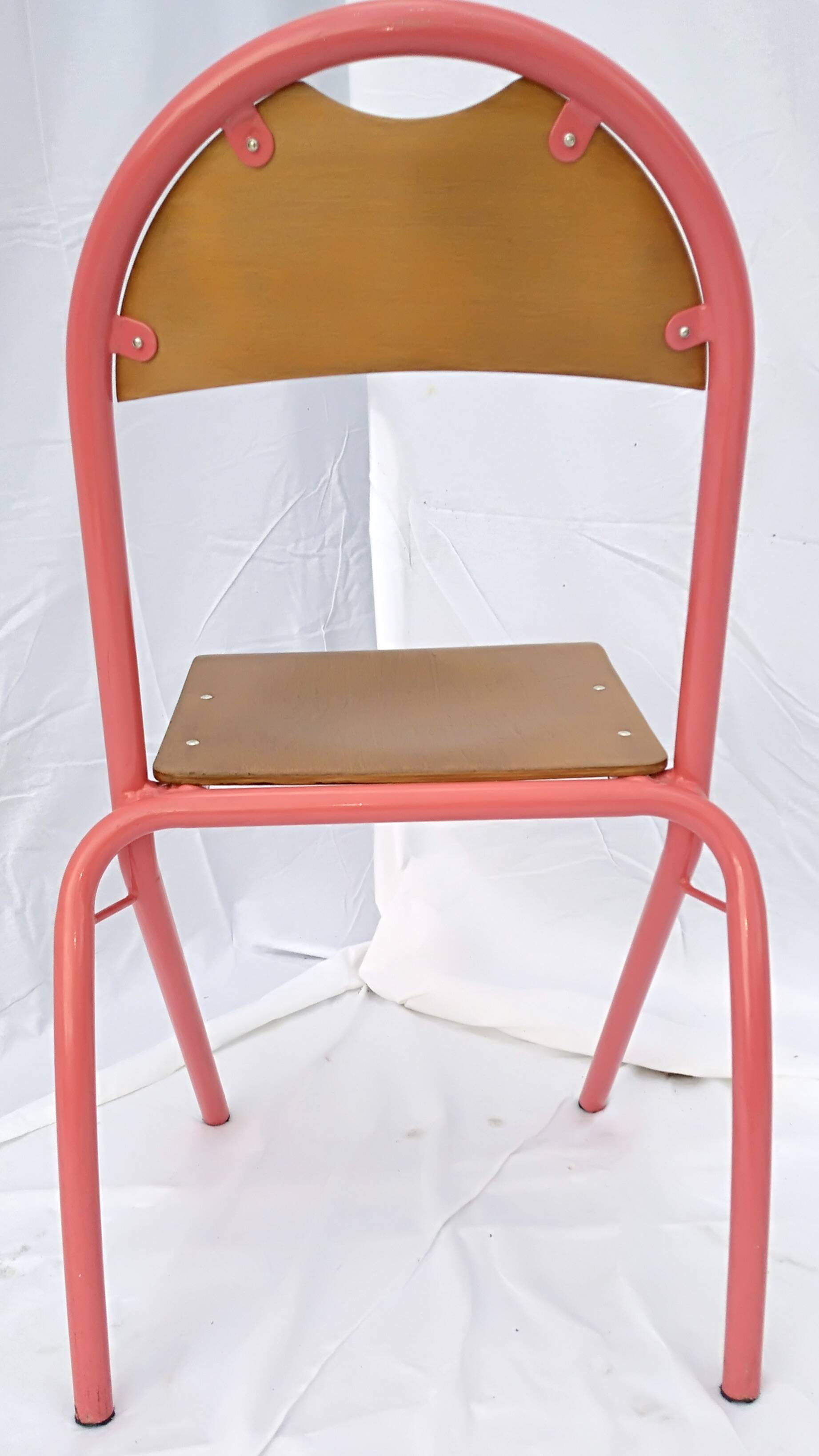 chair tubular structure wooden seat and back